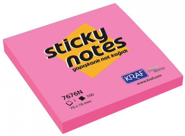 Kraf Yapışkanlı Not Kağıdı 76X76 Neon Postit 3'lü Set - 2