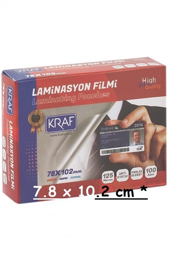 Kraf Laminasyon Pres Filmi 78X102 MM 125Micron 100'lük