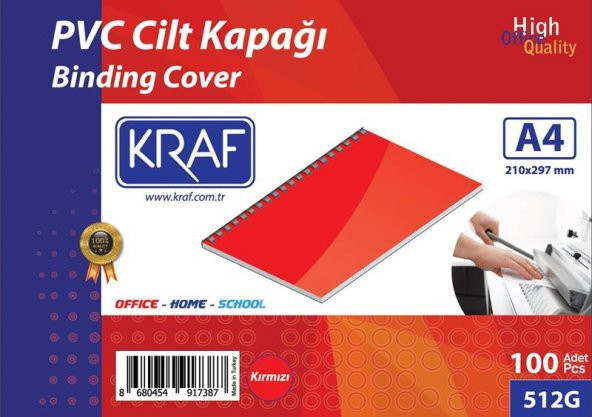 Kraf Cilt Kapağı A4 160 Micron 100lük Kırmızı