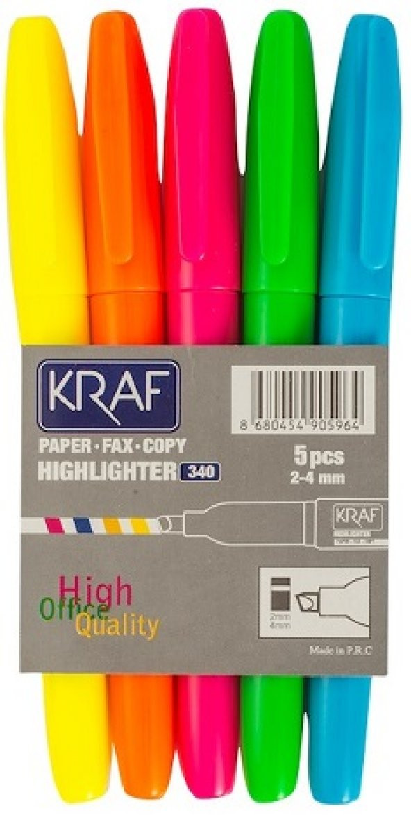 Kraf Fosforlu Kalem Kalem Tipi 5li Set - 2