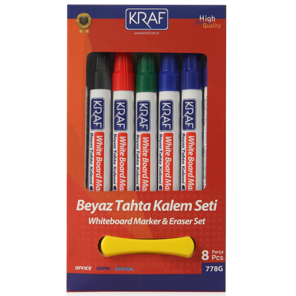 Kraf Beyaz Tahta Kalemi & Silgi 8li Avantajlı Set