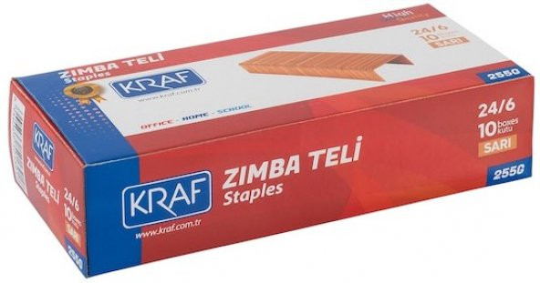 Kraf 24/6 Zımba Teli Sarı Renk 10 Lu Paket