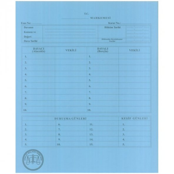 İmalat Adliye Dosyası 50li Paket Kaliteli Mavi