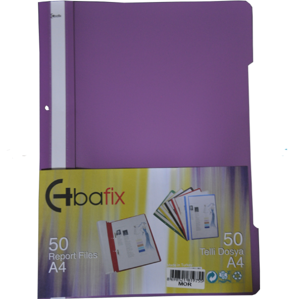 Bafix Telli Dosya Plastik XL Mor A4 1 Paket (50 Adet)