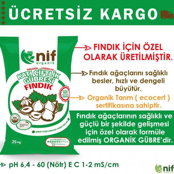 Nif Organik Fındık Gübresi 25 KG 100 Organik Gübre