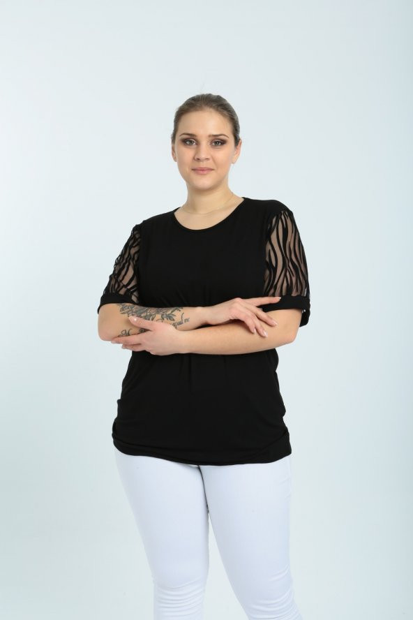 yzs tekstil KISA KOL ZEBRA BLUZ - 2