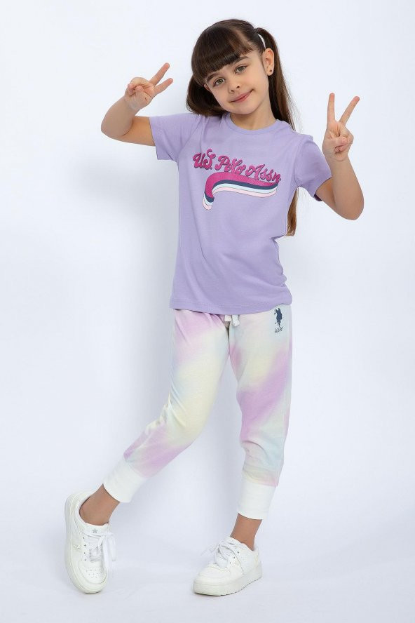 U.S. Polo Assn 1070 Garson Batik Desenli Kız Çocuk İkili Takım ürün görseli 1