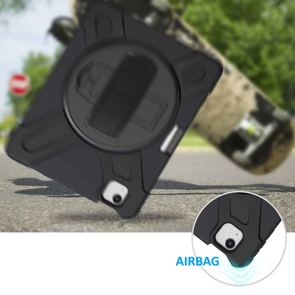 iPad Air 10.9 2022 5.Nesil Defender Tablet Kılıfı Askılı Standlı - Resim 3