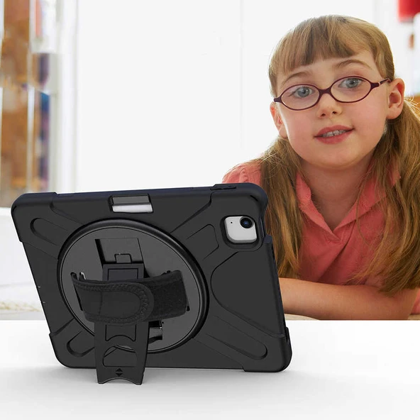 iPad Air 10.9 2022 5.Nesil Defender Tablet Kılıfı Askılı Standlı - Resim 2