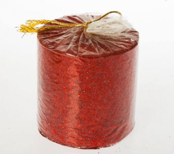 Simli Kütük Mum Kırmızı  9 Cm - 1