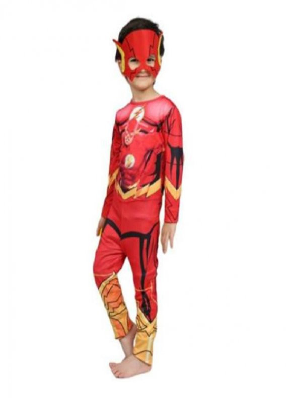 Flash Kostümü Çocuk - Flash Kostüm ve Maske Full Set