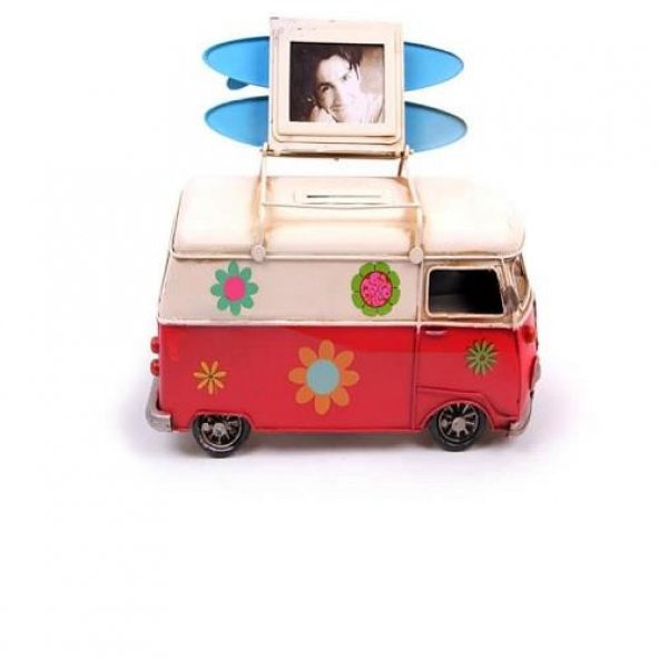 himarry Metal Minibüs Çerçeveli Kumbaralı Biblo Dekoratif Hediyelik - 6