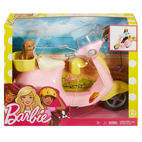 Orjinal Lisanslı Barbie'nin Büyük Motorsikleti Pembe Oyuncak Vespa Moped - Resim 2