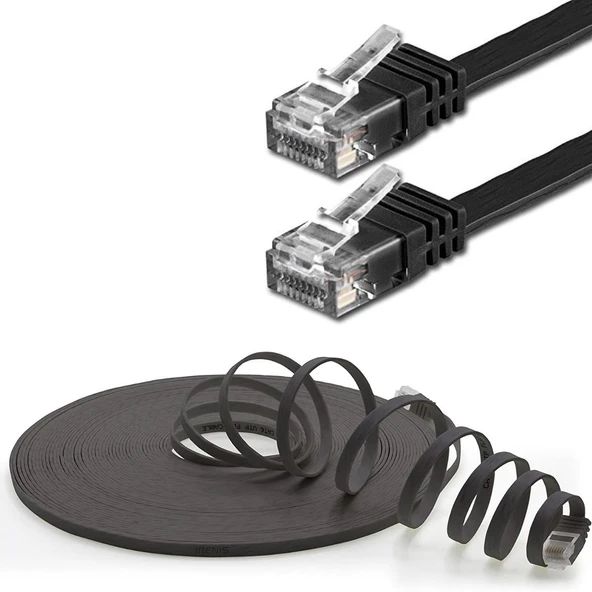 IRENIS CAT6 Kablo Yassı Ethernet Network Lan Ağ İnternet Kablosu  10 Metre Sarı - Resim 10