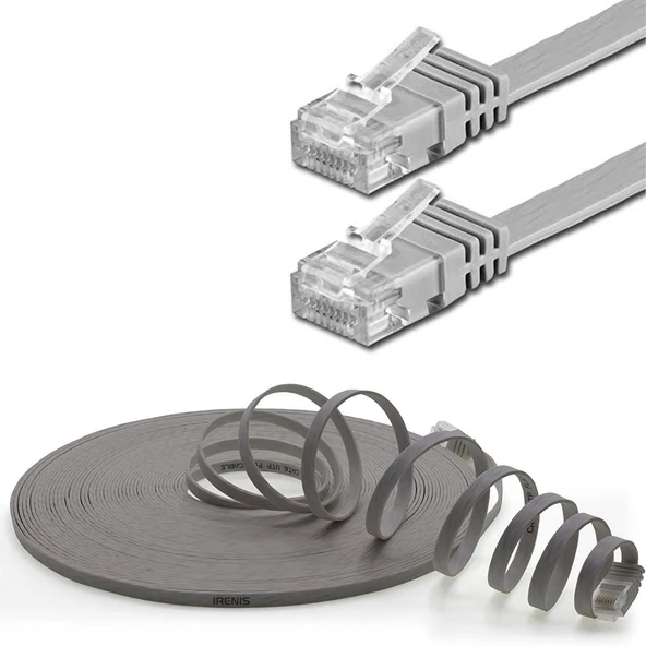 IRENIS CAT6 Kablo Yassı Ethernet Network Lan Ağ İnternet Kablosu  10 Metre Beyaz - Resim 11