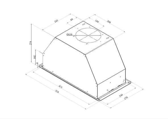 Silverline 1171 Astec Basic Metalik  60 cm Ankastre Aspiratör - 2