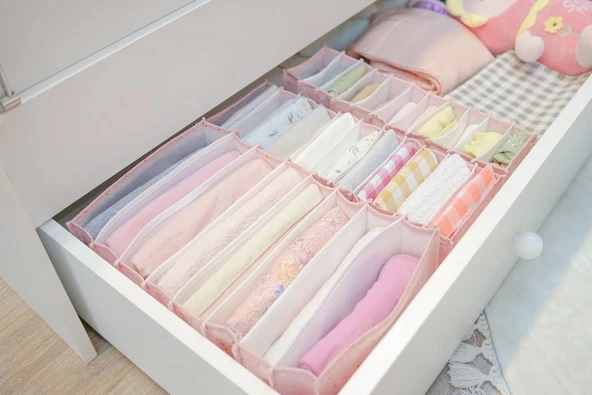 2 Adet Baby Bebek Odası Akordiyon Çekmece Düzenleyici Pembe M Boy - 3