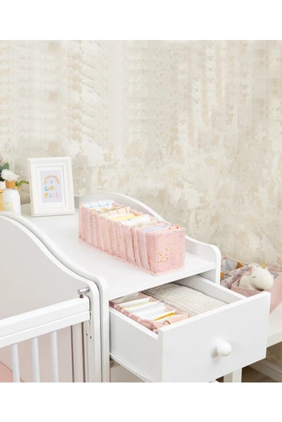 3 Adet Baby Bebek Odası Akordiyon Çekmece Düzenleyici Pembe S Boy - Resim 2