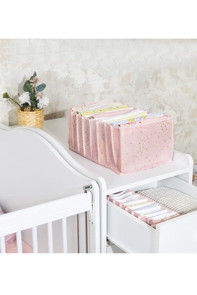 2 Adet Baby Bebek Odası Akordiyon Çekmece Düzenleyici Pembe L Boy - Resim 2