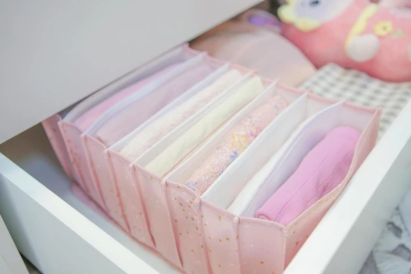 3 Adet Baby Bebek Odası Akordiyon Çekmece Düzenleyici Pembe S Boy - Resim 6