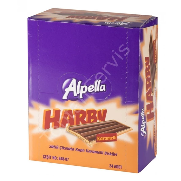 Alpella Harby Karamelli Bisküvili Çikolata 25 gr 24 Adet