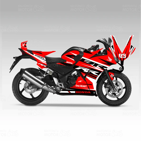 Honda CBR 250 R RR Lines Design Sticker Set Kırmızı-Siyah-Beyaz Yeni Kasa