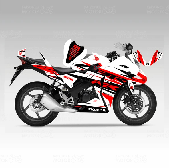 Honda CBR 125 RR Lines Design Sticker Set (Beyaz-Kırmızı-Siyah)