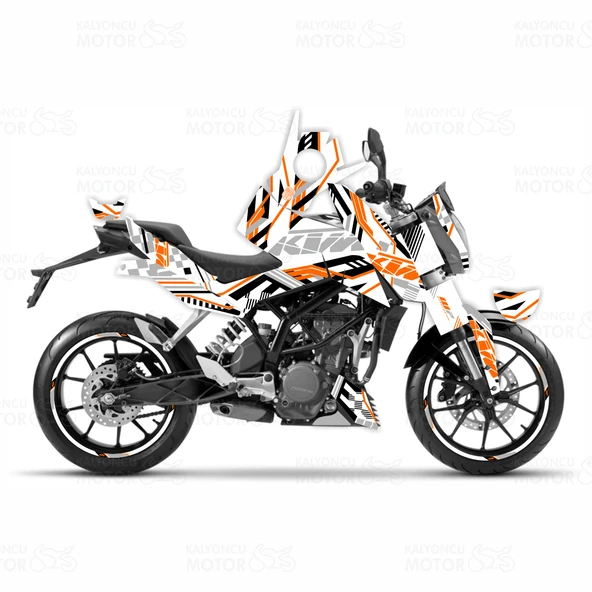 KTM Duke 200 Xtreme Lines Design Sticker Set Beyaz-Siyah-Turuncu ürün görseli