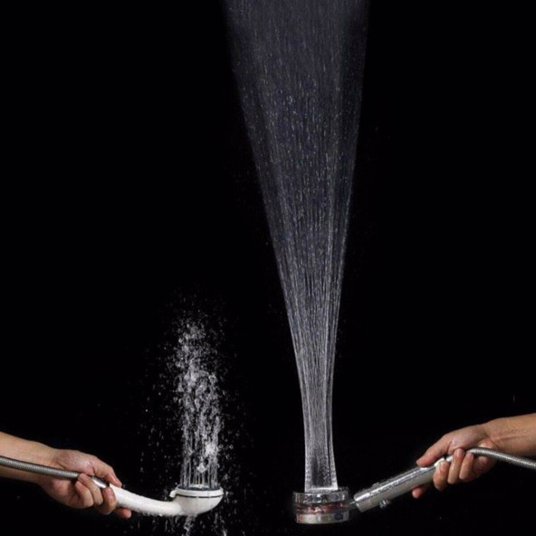 360 Derece Döner Turbo Pervaneli Serinletici Tasarım Start Stop Tuşlu Fıskiye Duş Başlığı - 4