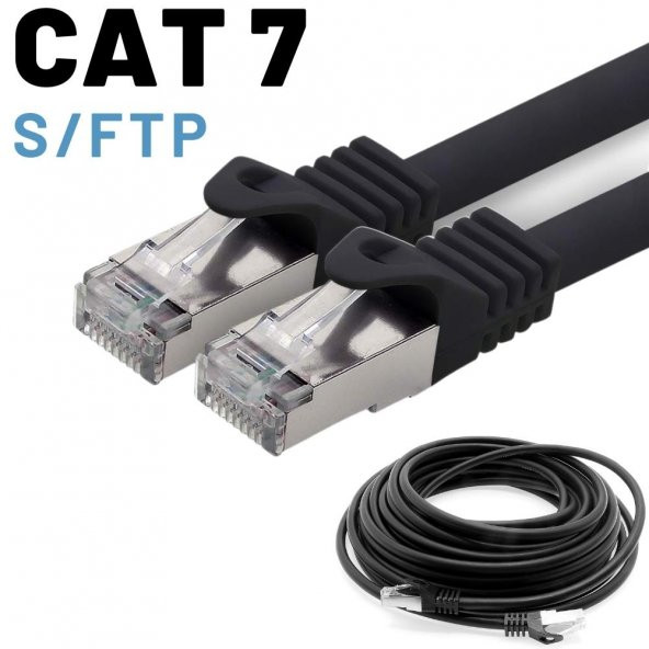 5 adet IRENIS CAT7 Kablo S/FTP Ethernet Network LAN Ağ Kablosu  50 Metre Siyah - Resim 8