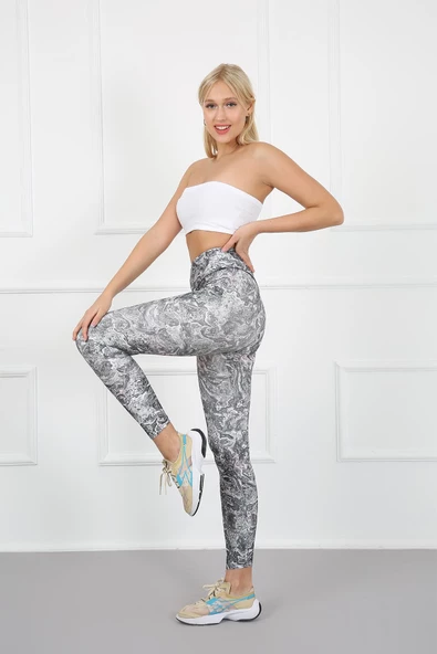 AuraFit 4023-96 Dijital Baskılı Toparlayıcı Yüksek Bel Uzun Tayt - 4