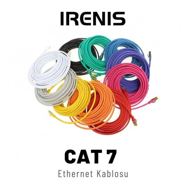 5 adet IRENIS CAT7 Kablo S/FTP Ethernet Network LAN Ağ Kablosu  15 Metre Turuncu - 2