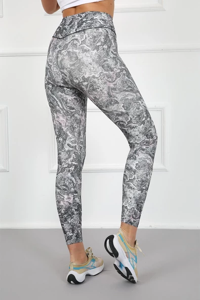 AuraFit 4023-96 Dijital Baskılı Toparlayıcı Yüksek Bel Uzun Tayt - 2