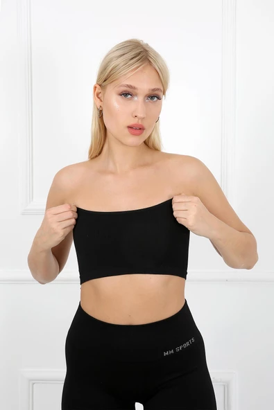 AuraFit 9009-02 Seamless Dikişsiz Siyah Straplez Bandeo - 4