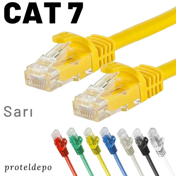 IRENIS CAT7 Kablo Ethernet Network İnternet Lan Ağ Kablosu   10 Metre Sarı