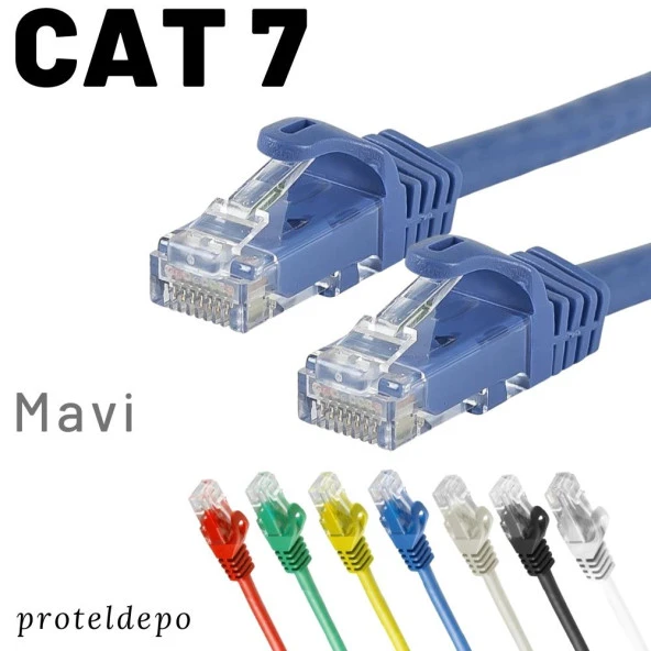 IRENIS CAT7 Kablo Ethernet Network İnternet Lan Ağ Kablosu   50 cm Mavi