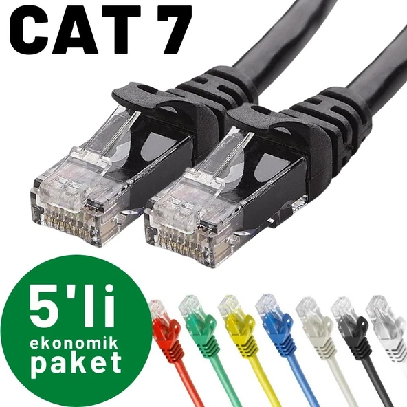 5 adet IRENIS CAT7 Kablo Ethernet Network İnternet LAN Kablosu   2 Metre Mavi ürün görseli