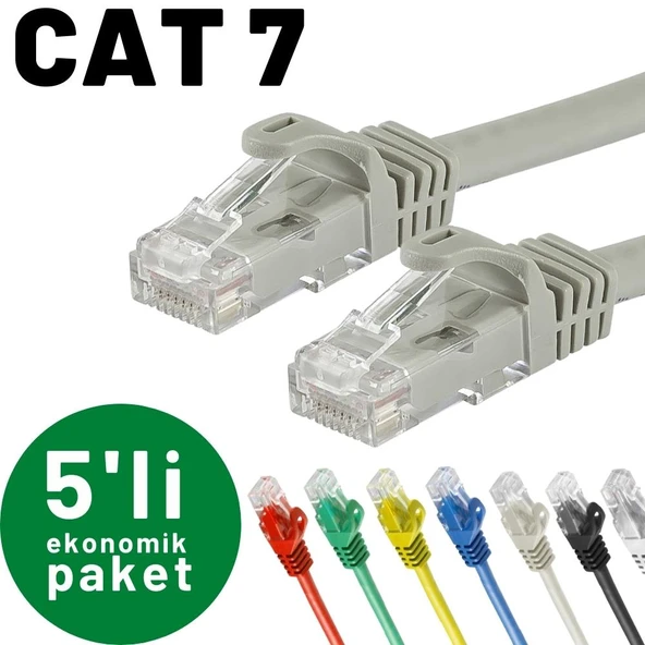 5 adet IRENIS CAT7 Kablo Ethernet Network İnternet LAN Kablosu   25 cm Sarı - Resim 2