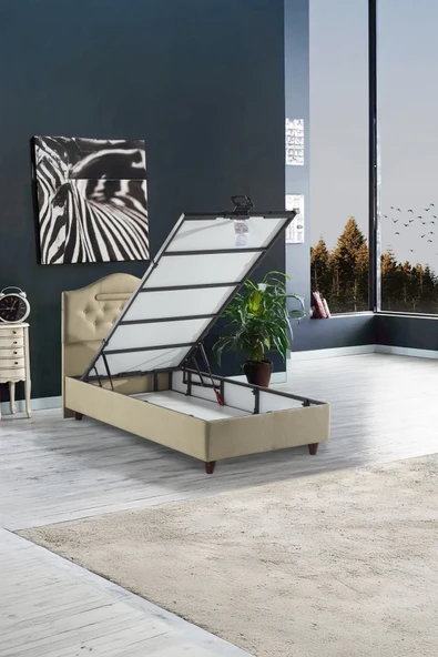 İPEK MOBİLYA Nima 3 Lü Set ( Baza + Başlık + Yatak ) Tek Kişilik ( BEJ ) 120x200 - 3
