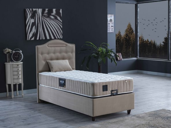 İPEK MOBİLYA Nima 3 Lü Set ( Baza + Başlık + Yatak ) Tek Kişilik ( BEJ ) 90x190 - 2