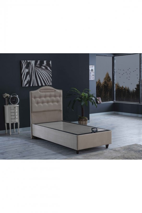 İPEK MOBİLYA Nima 3 Lü Set ( Baza + Başlık + Yatak ) Tek Kişilik ( BEJ ) 90x190 - 3