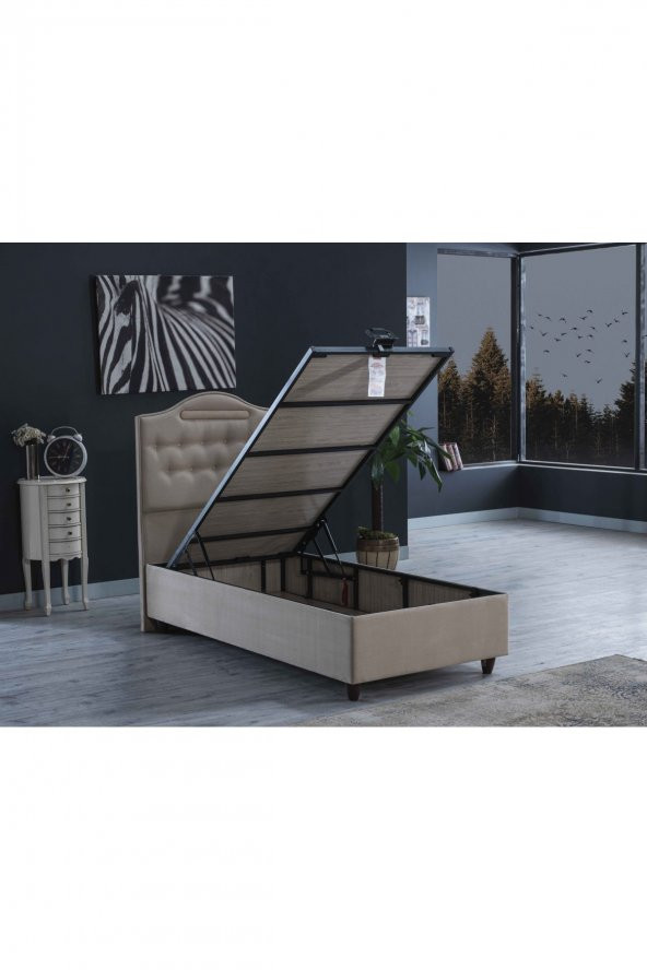 İPEK MOBİLYA Nima 3 Lü Set ( Baza + Başlık + Yatak ) Tek Kişilik ( BEJ ) 90x190 - 4