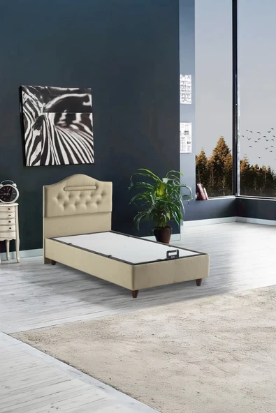 İPEK MOBİLYA Nima İkili Set (Baza+Başlık) Tek Kişilik (BEJ) 90x190 - 2