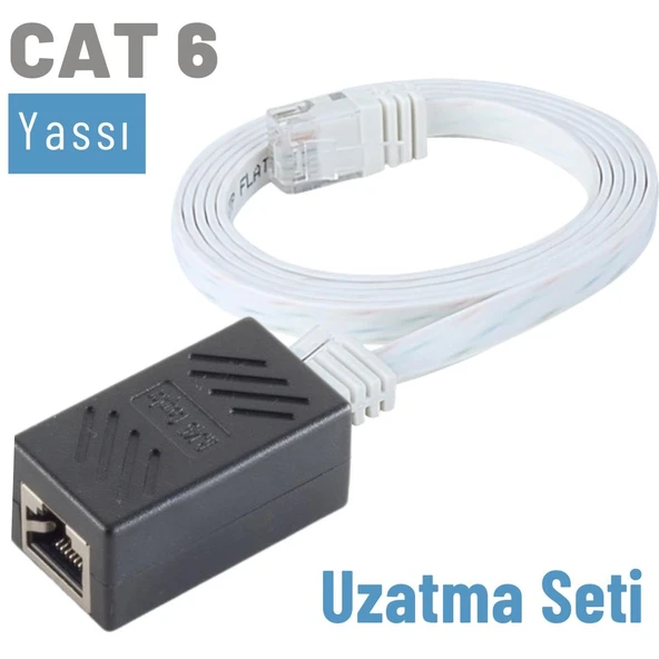 IRENIS CAT6 Kablo Uzatma Seti, Yassı Ethernet Kablo ve Ekleyici  2 Metre Fuşya - Resim 9