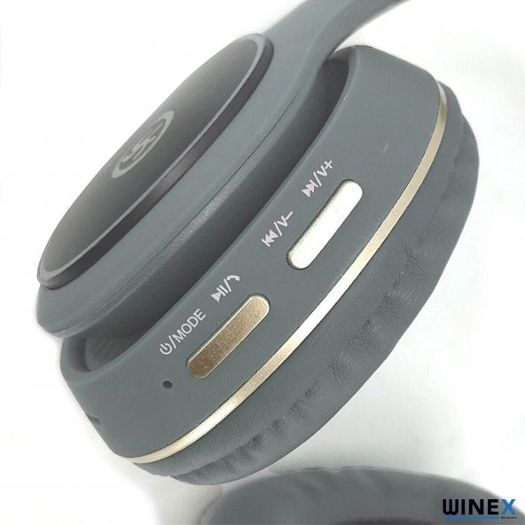 Winex YK Led Kulak Üstü Bluetooth Kulaklık Gri - 3