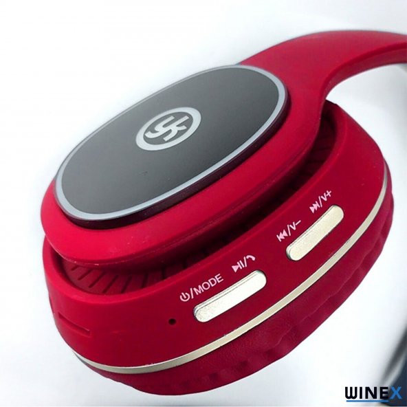 Winex YK Led Kulak Üstü Bluetooth Kulaklık Kırmızı - 3