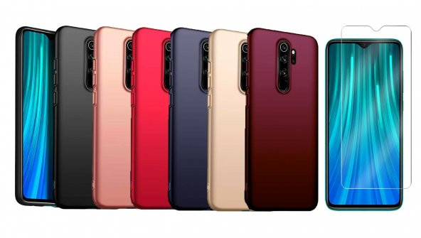Xiaomi Redmi Note 8 Pro Kılıf Premier Mat Silikon Kılıf + Cam