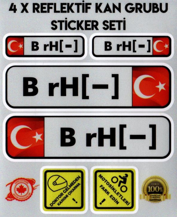 TR B rH - Reflektif Kan Grubu Seti Sticker Çınar Extreme - 2