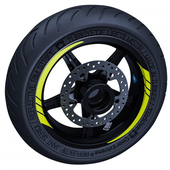 Floresan Sarı Moto GP İç Jant Şeridi Sticker Çınar Extreme - 2