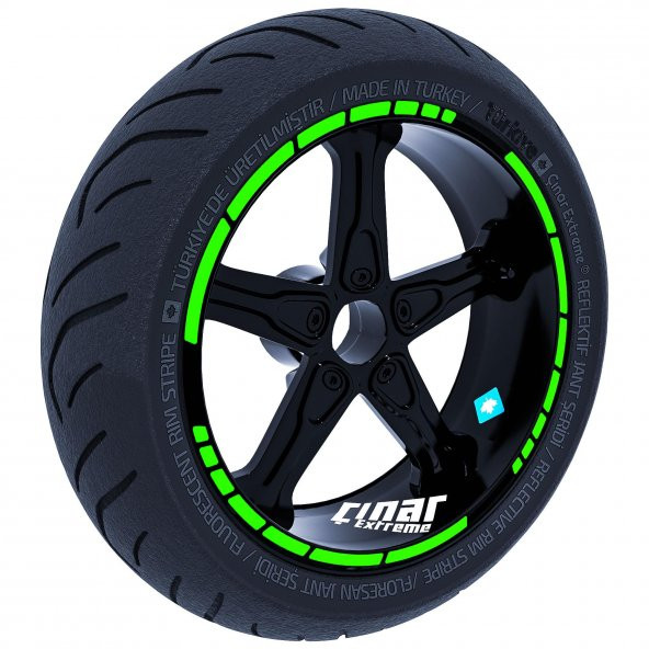 Floresan Yeşil Moto GP Stili Jant Şeridi Sticker Çınar Extreme